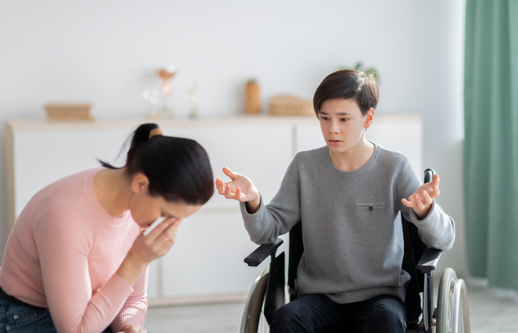 Mother and child arguing